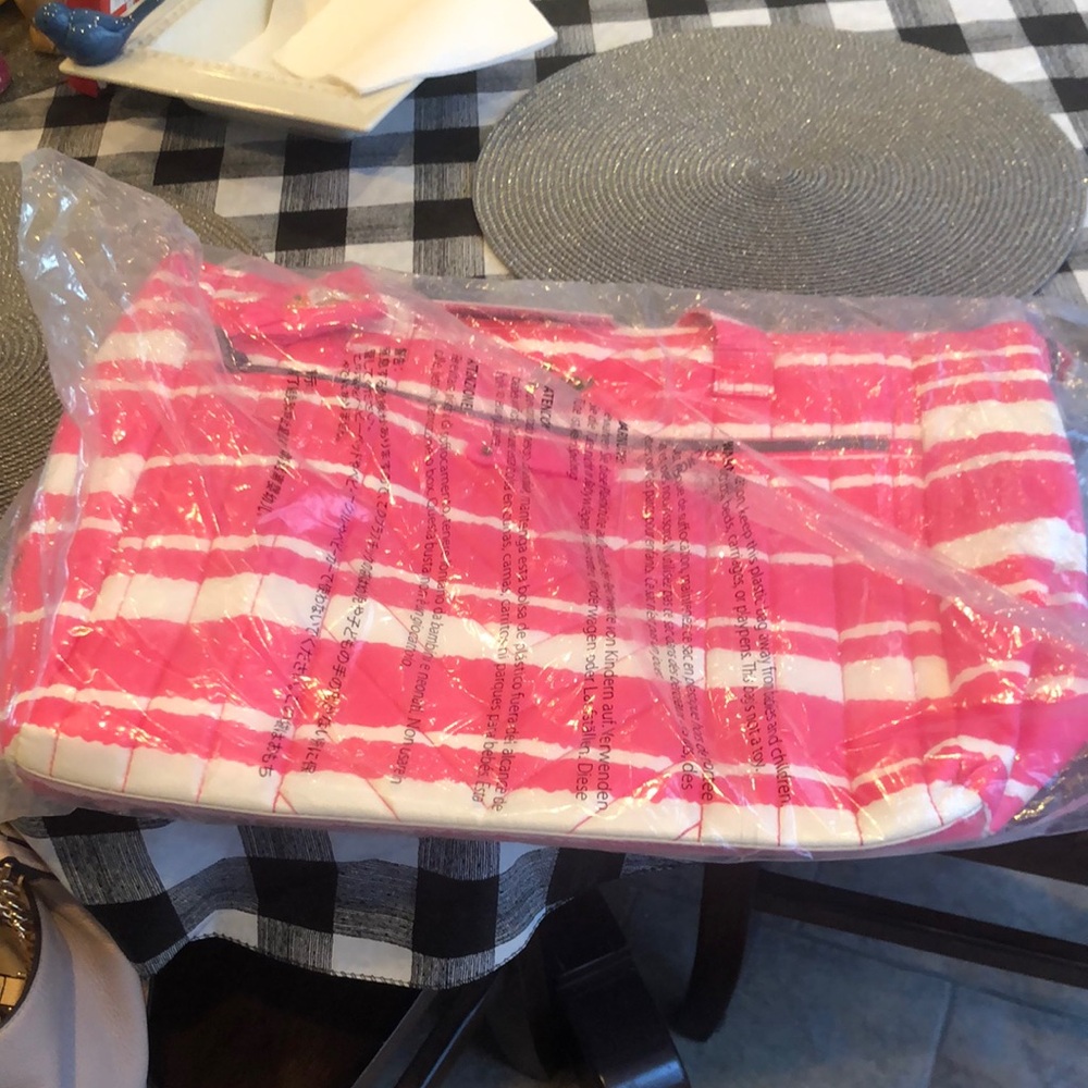 Lug pink and White Striped Tote Bag